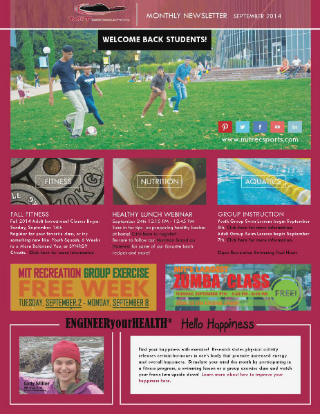 MIT Recreation Monthly Newsletter September 2014