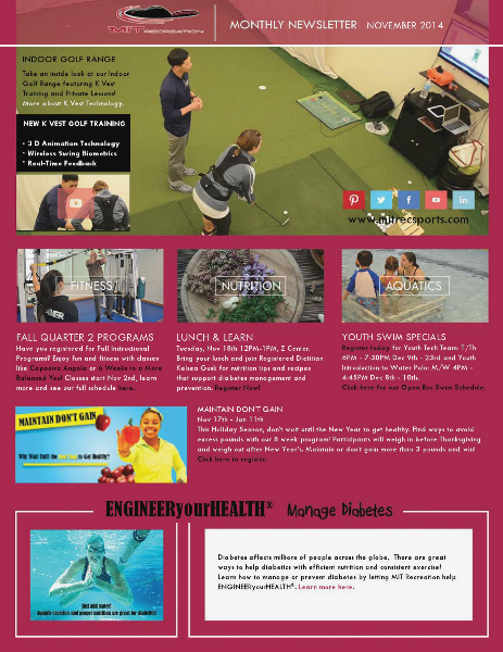 MIT Recreation Monthly Newsletter November 2014