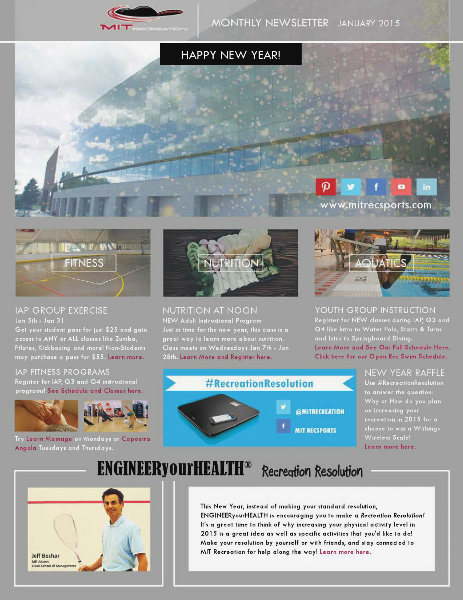 MIT Recreation Monthly Newsletter January 2015