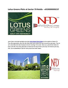 Lotus Greens Plots at Sector 79 Noida - +919999999237