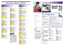 Canbury Sports Day Programme 2018