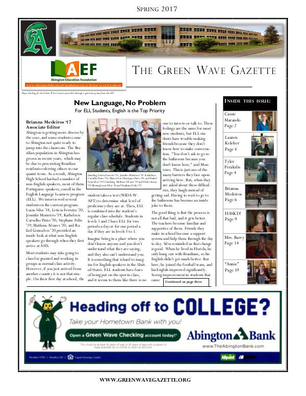 The Green Wave Gazette Spring 2017 (1)