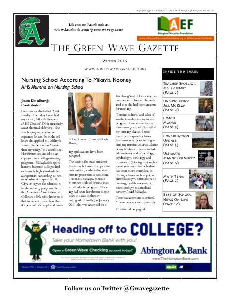 The Green Wave Gazette Winter 2016