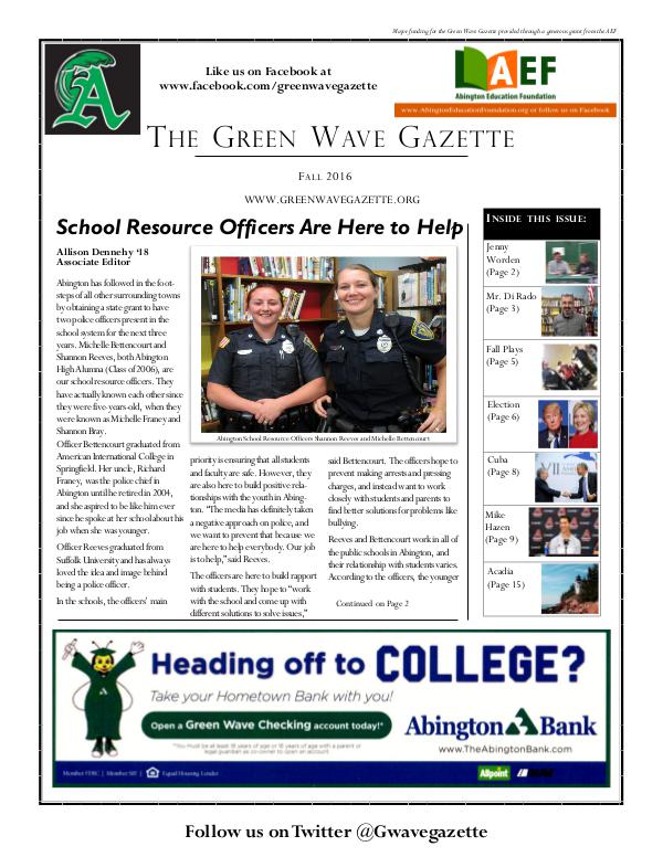 The Green Wave Gazette Fall 2016