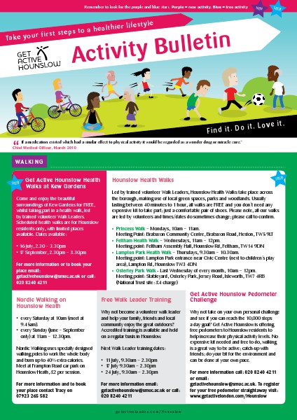 Get Active Hounslow Bulletin July Edition