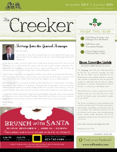 Mill Creek Country Club Member Newsletter December 2013/January 2014