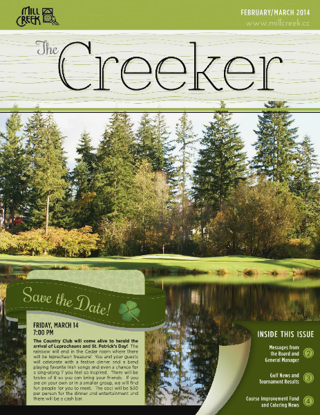 Mill Creek Country Club Member Newsletter February/March 2014