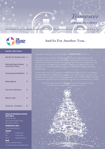 TRIMESTER - Rotunda Library Newsletter Dec 2012