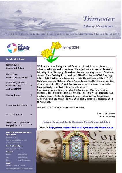 TRIMESTER - Rotunda Library Newsletter March 2014