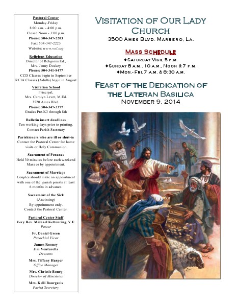 VOL Parish Weekly Bulletin November 9, 2014 Bulletin