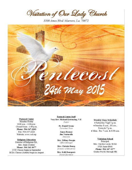 VOL Parish Weekly Bulletin May 24, 2015