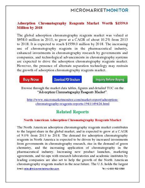 Adsorption Chromatography Reagents Market by 2018 June 2014