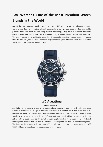 IWC Watches -One of the Most Premium Watch Brands in the World.pdf Jun. 2014
