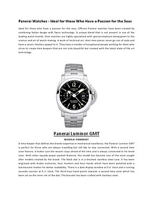 Panerai Watches - Ideal for those Who Have a Passion for the Seas