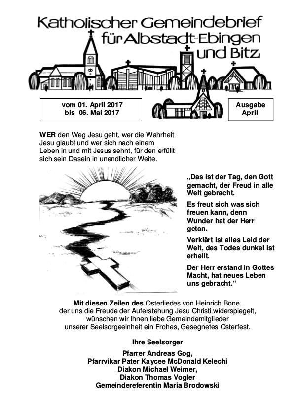 Gemeindeblatt April 2017 April 2017