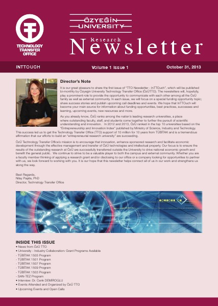 Newsletter Volume 1, Issue 1 October 31 , 2013
