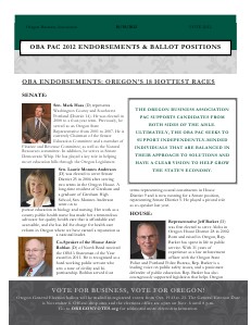 OBA PAC Endorsements October 19, 2012 Election Edition