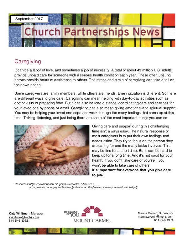 Church Partnership Newsletter September 2017