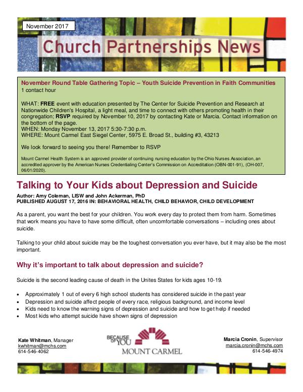 Church Partnership Newsletter November 2017
