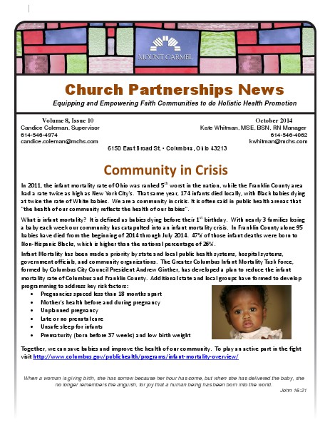 Church Partnership Newsletter October 2014