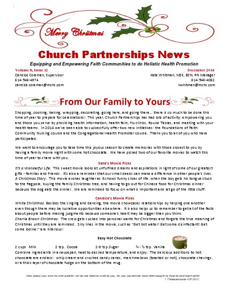 Church Partnership Newsletter December 2014