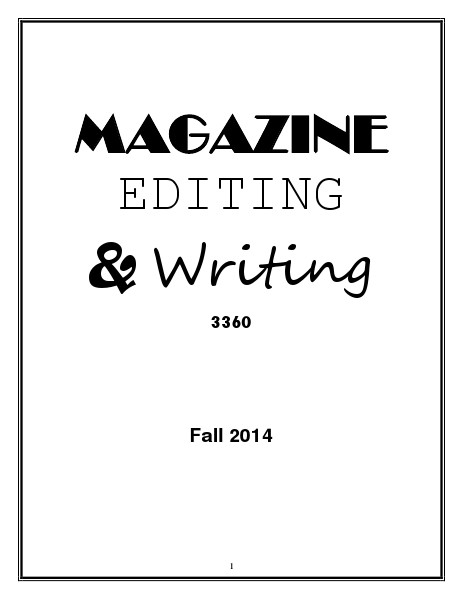 Magazine Editing & Writing 3360 September 2014