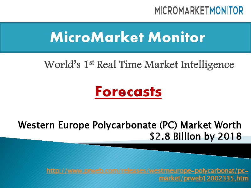 Western Europe Polycarbonate (PC) Market Worth $2.8 Billion by 2018 2014