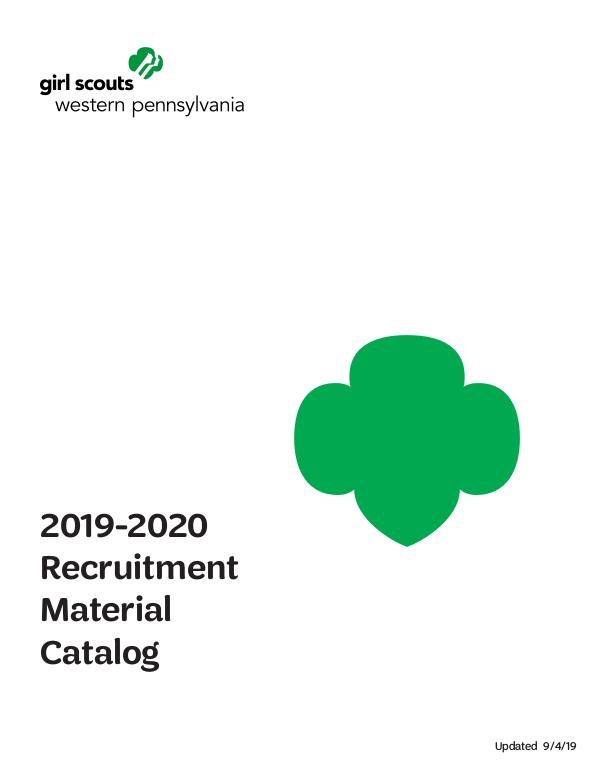 GSWPA Recruitment Materials Catalog 2019-20 GS Year
