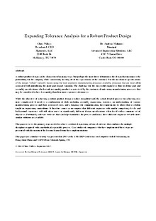 Expanding Tolerance Analysis for a Robust Product Design