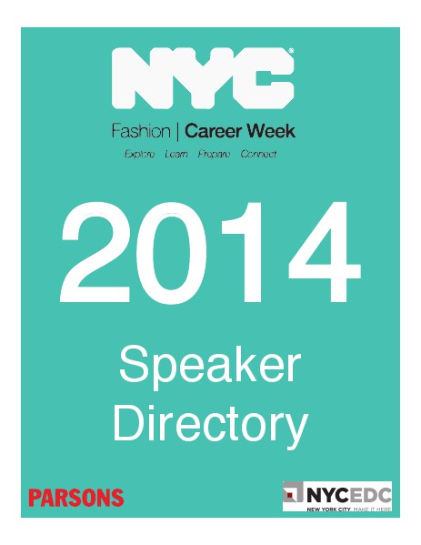 NYC Fashion Career Week 2014 Speaker Directory