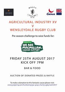 Charity Rugby Match Programme 2017