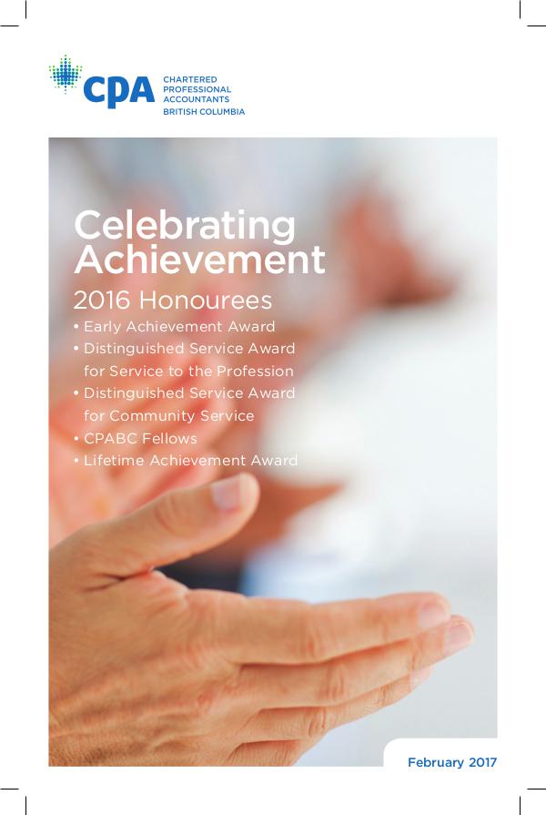 Member Recognition Supplements 2016 Honourees