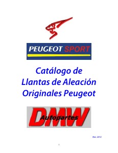 Catalogo de Llantas de Aleacion Originales Peugeot  Nov.2012