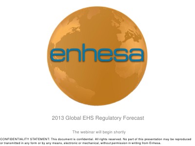 Global EHS Regulatory Forecast