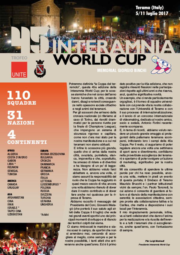 45^ Interamnia World Cup magazine. 2017 Teramo, 5/11 luglio 2017
