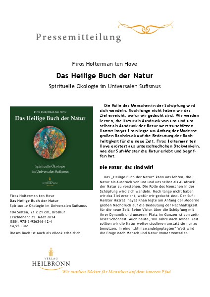 Verlag Heilbronn - Pressemitteilungen Das Heilige Buch der Natur (Pressemitteilung)