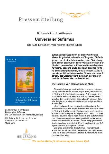Verlag Heilbronn - Pressemitteilungen Universaler Sufismus (Pressemitteilung)