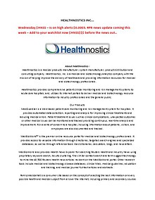 Healthnostics, Inc. $HNSS