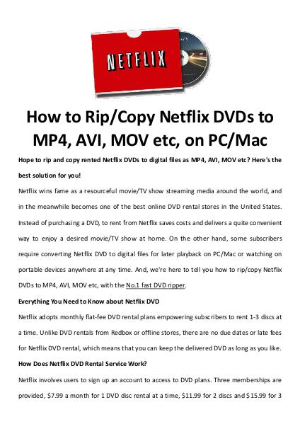 Multimedia Software rip Netflix DVDs