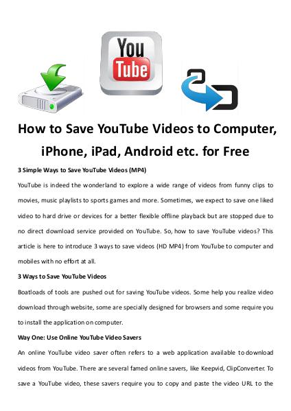 Save YouTube Videos
