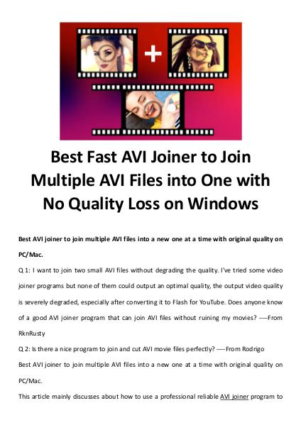 Multimedia Software AVI Joiner