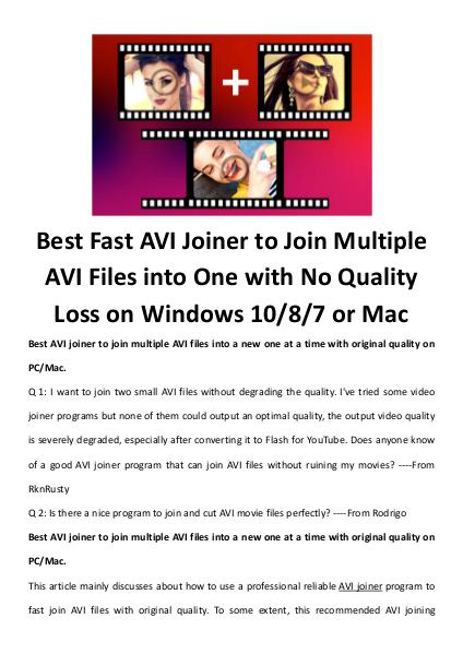 multimedia software tipsBest Fast AVI Joiner to Join Multiple AVI Fil