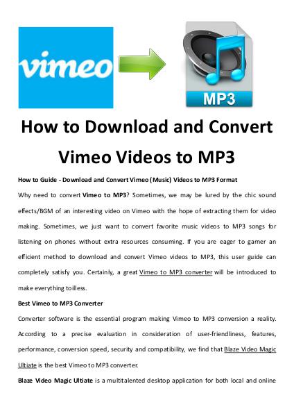 How to Download and Convert Vimeo Videos to MP3