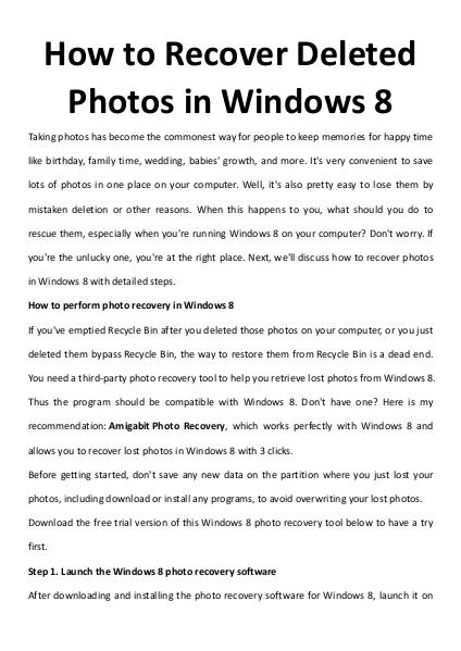 How to Recover Deleted Photos in Windows 8