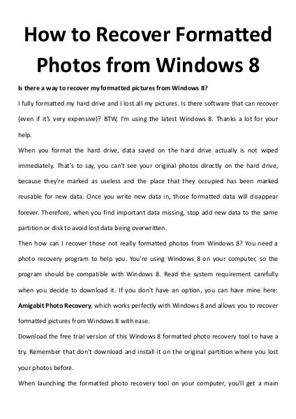 How to Recover Formatted Photos from Windows 8