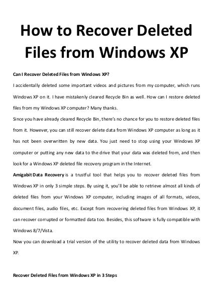 How to Recover Deleted Files from Windows XP