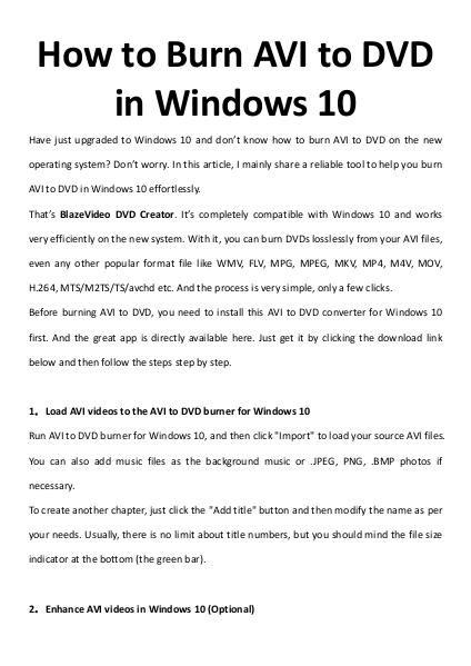 How to Burn AVI to DVD in Windows 10
