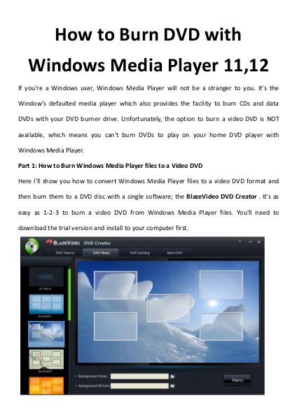 How to Burn DVD with Windows Media Player 11,12