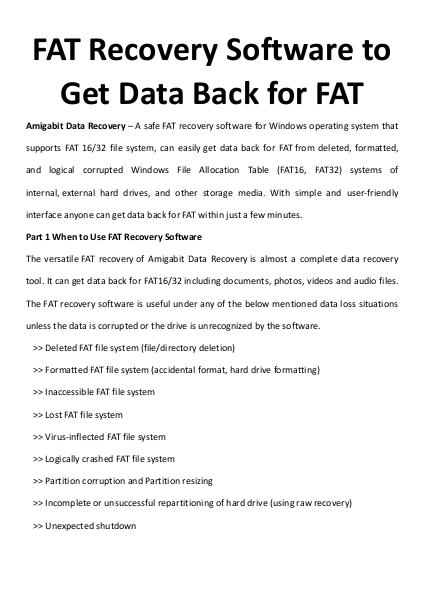 FAT Recovery Software to Get Data Back for FAT