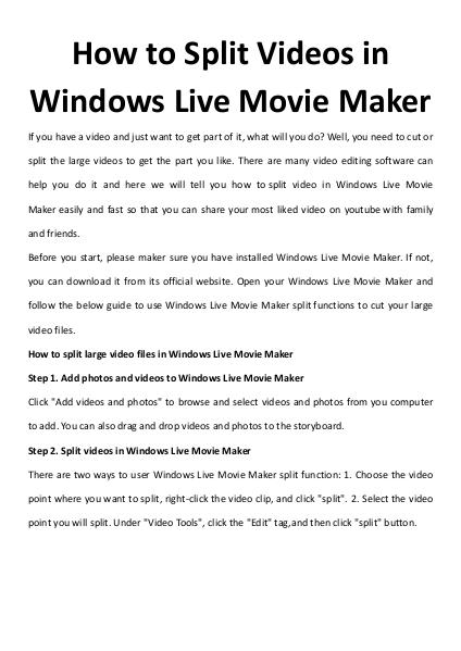 How to Split Videos in Windows Live Movie Maker
